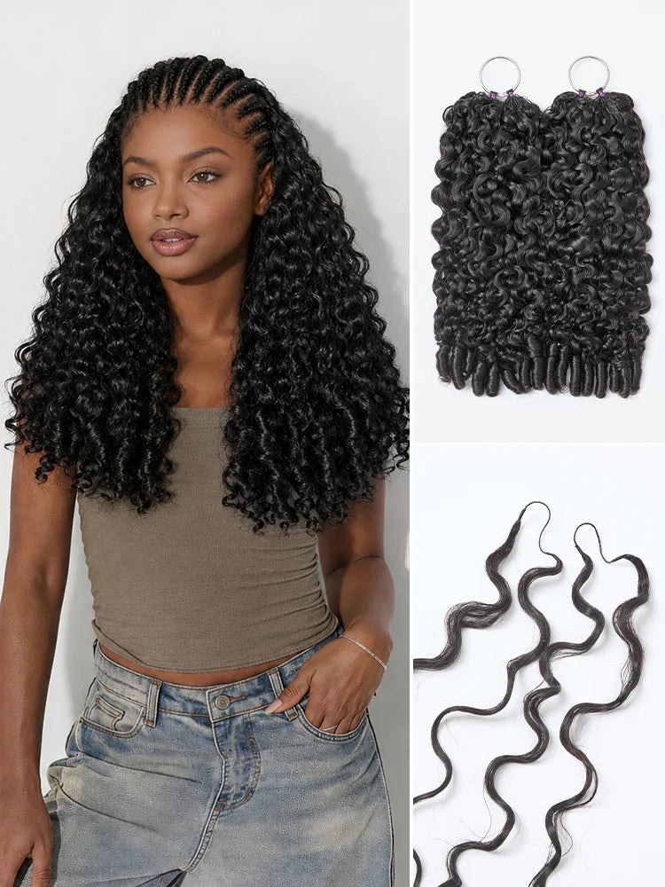 Readitress™ Pre-Separated Feather Crochet Human Hair for Miracle Knots Boho Braids | Deep Wave, Burmese Curly Protective Style (Free Gifts Included)  - US Only