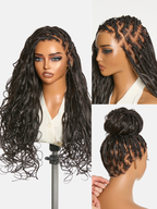 OwnScalp™Ombre Honey Blonde French Curl Knotless Boho Braids HD Full Lace Long Wig Flexi Fit Invisi Drawstring Cap - US Only