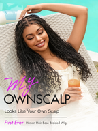 OwnScalp™  Light Weight Flexi-Fit Invisi Drawstring Cap Full Lace Knotless Boho Curls Braided Long Wig Super Natural Scalp Pre-Cut Lace