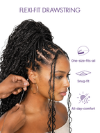 OwnScalp™  Light Weight Flexi-Fit Invisi Drawstring Cap Full Lace Knotless Boho Curls Braided Long Wig Super Natural Scalp Pre-Cut Lace