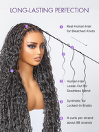 OwnScalp™  Light Weight Flexi-Fit Invisi Drawstring Cap Full Lace Knotless Boho Curls Braided Long Wig Super Natural Scalp Pre-Cut Lace
