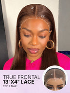 Rich Chocolate Brown Silky Straight 180% Density Glueless 13x4 Lace Frontal Wig Pre-Cut Lace