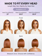 Ginger Ombre 13x4 Lace Front Glueless Blunt Cut Bob Human Hair Wig Pre-cut Lace