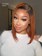 Ginger Ombre 13x4 Lace Front Glueless Blunt Cut Bob Human Hair Wig Pre-cut Lace