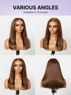 Rich Chocolate Brown Silky Straight 180% Density Glueless 13x4 Lace Frontal Wig Pre-Cut Lace