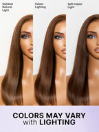 Rich Chocolate Brown Silky Straight 180% Density Glueless 13x4 Lace Frontal Wig Pre-Cut Lace