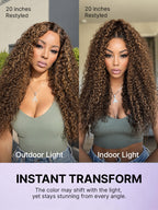 Luvme All-Day Comfort™ Wig PartingMax Brown Highlights Funmi Curly 7x6 Closure HD Lace Glueless Wig Pre Cut Lace