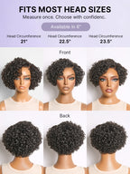 Natural Black / Brown Highlight Water Wave Pixie Cut Glueless Minimalist HD Lace Short Curly Wig