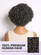 Natural Black / Brown Highlight Water Wave Pixie Cut Glueless Minimalist HD Lace Short Curly Wig