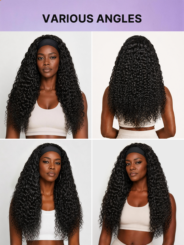 Beginner Friendly Water-Wave Wet and Wavy Headband Wig with Integrated Cooling Silk Headband, Effortless Wet-to-Dry Transformation (Get 2 Free Headbands)