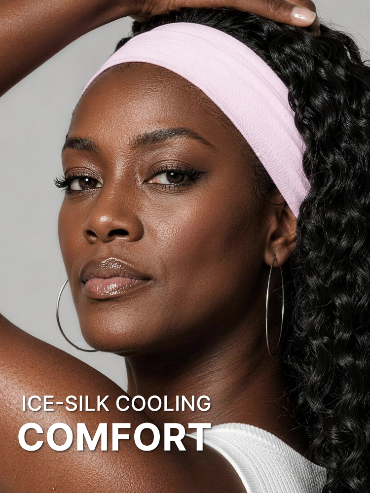 Beginner Friendly Water-Wave Wet and Wavy Headband Wig with Integrated Cooling Silk Headband, Effortless Wet-to-Dry Transformation (Get 2 Free Headbands)