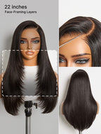 Luvme All-Day Comfort™ Wig 180% Density Butterfly Cut Layered Light Yaki Straight Glueless 7x6 Closure HD Lace Human Hair Wig Pre-Cut Lace
