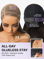 Luvme All-Day Comfort™ Wig 180% Density Butterfly Cut Layered Light Yaki Straight Glueless 7x6 Closure HD Lace Human Hair Wig Pre-Cut Lace