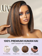 PreMax Wigs | Super Natural Hairline Silky Blunt Cut Bob Glueless 13x4 Frontal Lace Human Hair Short Wig Pre-Cut Lace