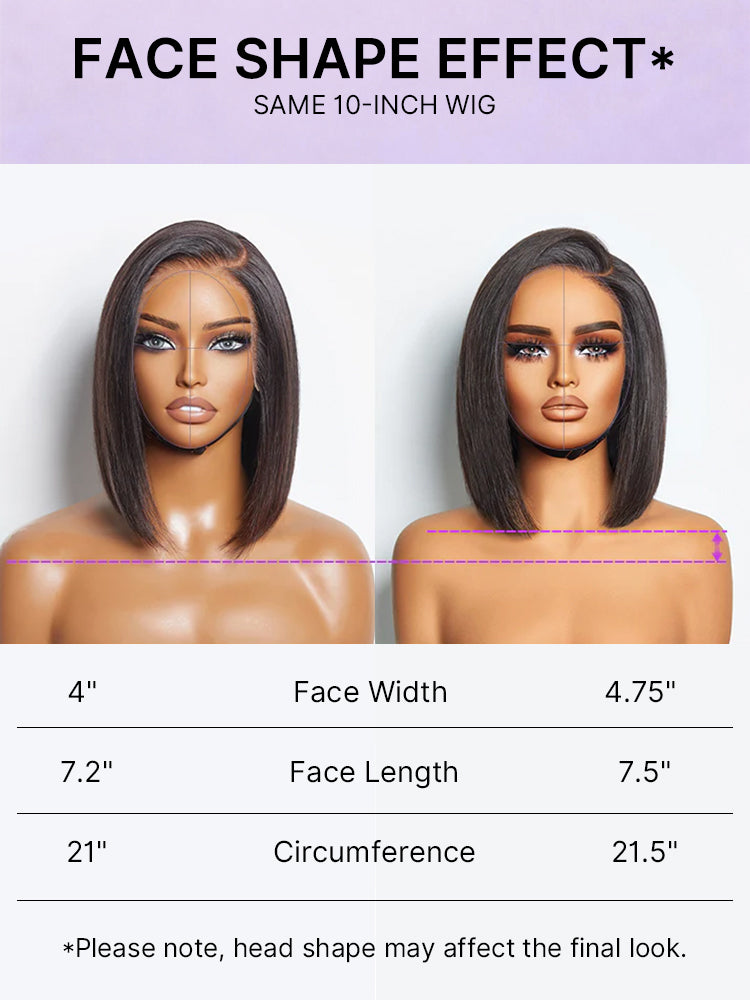 PreMax Wigs | Super Natural Hairline Silky Blunt Cut Bob Glueless 13x4 Frontal Lace Human Hair Short Wig Pre-Cut Lace