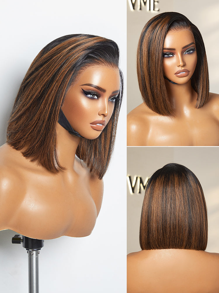 PreMax Wigs | Super Natural Hairline Silky Blunt Cut Bob Glueless 13x4 Frontal Lace Human Hair Short Wig Pre-Cut Lace