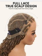 OwnScalp™Ombre Honey Blonde French Curl Knotless Boho Braids HD Full Lace Long Wig Flexi Fit Invisi Drawstring Cap - US Only