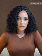 Ready to Go Blonde Highlight / Natural Black / Ombre Brown Water Wave Short Curly Bob Wig Glueless Minimalist HD Lace Wig Pre-Cut Lace