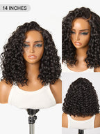 Ready to Go Blonde Highlight / Natural Black / Ombre Brown Water Wave Short Curly Bob Wig Glueless Minimalist HD Lace Wig Pre-Cut Lace
