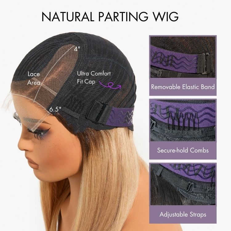 Ash Blonde Ombre Blunt Cut Bob Glueless Minimalist HD Lace Short Bob Wig Ready to Go Pre-Cut Lace