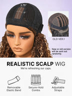 Beginner Friendly Water Wave Minimalist Lace Glueless Short Curly Wig with Bangs