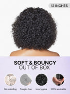 Beginner Friendly Water Wave Minimalist Lace Glueless Short Curly Wig with Bangs