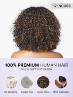 Beginner Friendly Water Wave Minimalist Lace Glueless Short Curly Wig with Bangs