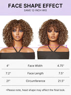 Beginner Friendly Water Wave Minimalist Lace Glueless Short Curly Wig with Bangs