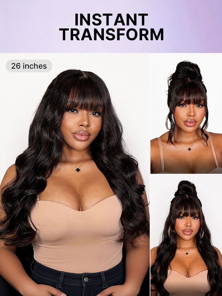 Luvme All-Day Comfort™ Wig 180% Density Loose Body Wave Glueless 7x6 Closure HD Lace Human Hair Wig with Bangs Pre-Cut Lace