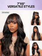 Luvme All-Day Comfort™ Wig 180% Density Loose Body Wave Glueless 7x6 Closure HD Lace Human Hair Wig with Bangs Pre-Cut Lace