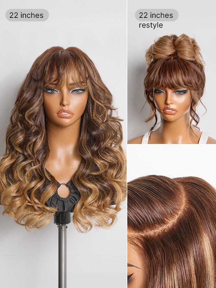 Luvme All-Day Comfort™ Wig 180% Density Loose Body Wave Glueless 7x6 Closure HD Lace Human Hair Wig with Bangs Pre-Cut Lace