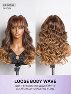Luvme All-Day Comfort™ Wig 180% Density Loose Body Wave Glueless 7x6 Closure HD Lace Human Hair Wig with Bangs Pre-Cut Lace