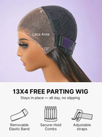 PreMax Wigs | Super Natural Hairline Silky Straight Glueless 13x4 Frontal Lace Wig Human Hair Pre-Cut Lace