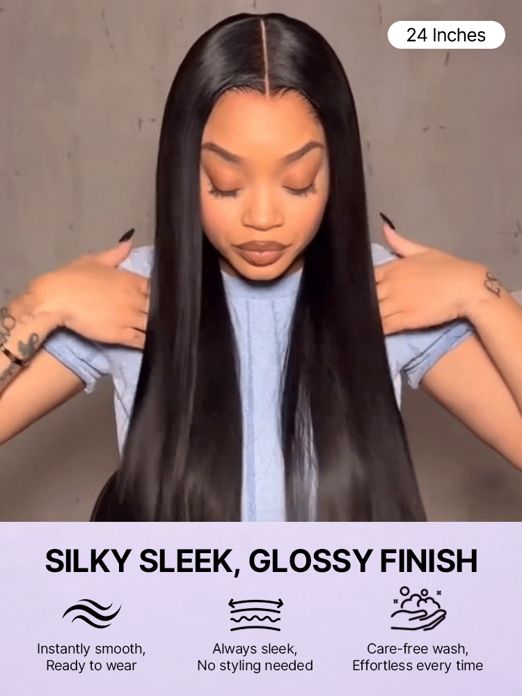 PreMax Wigs | Super Natural Hairline Silky Straight Glueless 13x4 Frontal Lace Wig Human Hair Pre-Cut Lace
