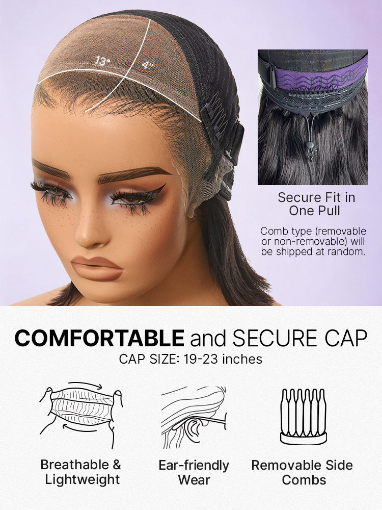 NatureMAX™ 200% / 250% Density Loose Wave Glueless Ear-to-ear 13x4 HD Lace Front Wig Pre-Cut Lace Flexi-Fit Drawstring Cap