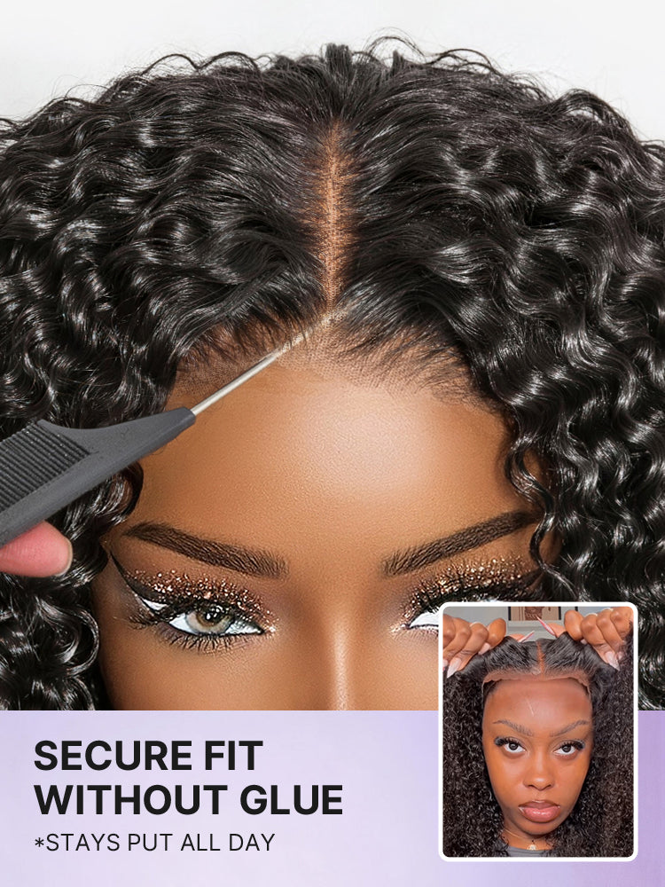 Beginner Friendly 200% Density Glueless 5x5 Closure Pre-Cut Lace Afro Curly Wig One Size Fits All Cap