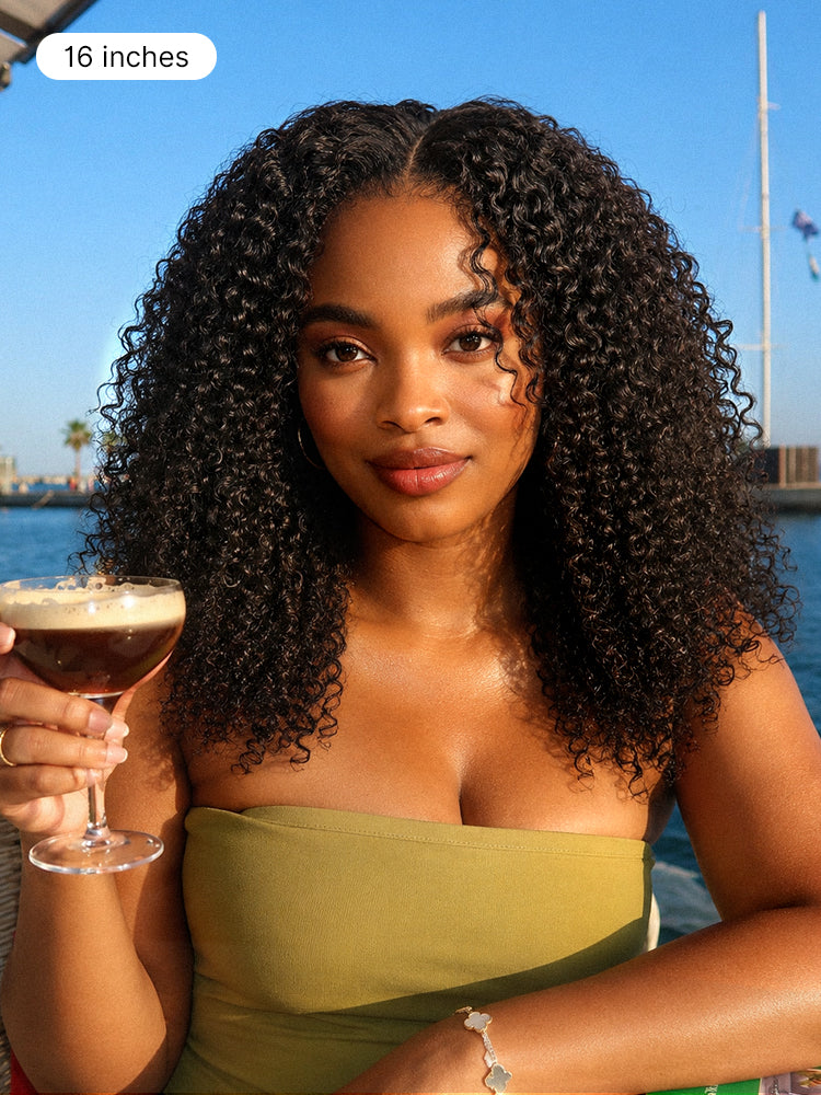 Beginner Friendly 200% Density Glueless 5x5 Closure Pre-Cut Lace Afro Curly Wig One Size Fits All Cap