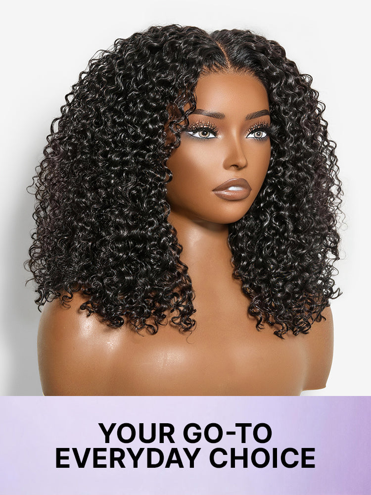 Beginner Friendly 200% Density Glueless 5x5 Closure Pre-Cut Lace Afro Curly Wig One Size Fits All Cap