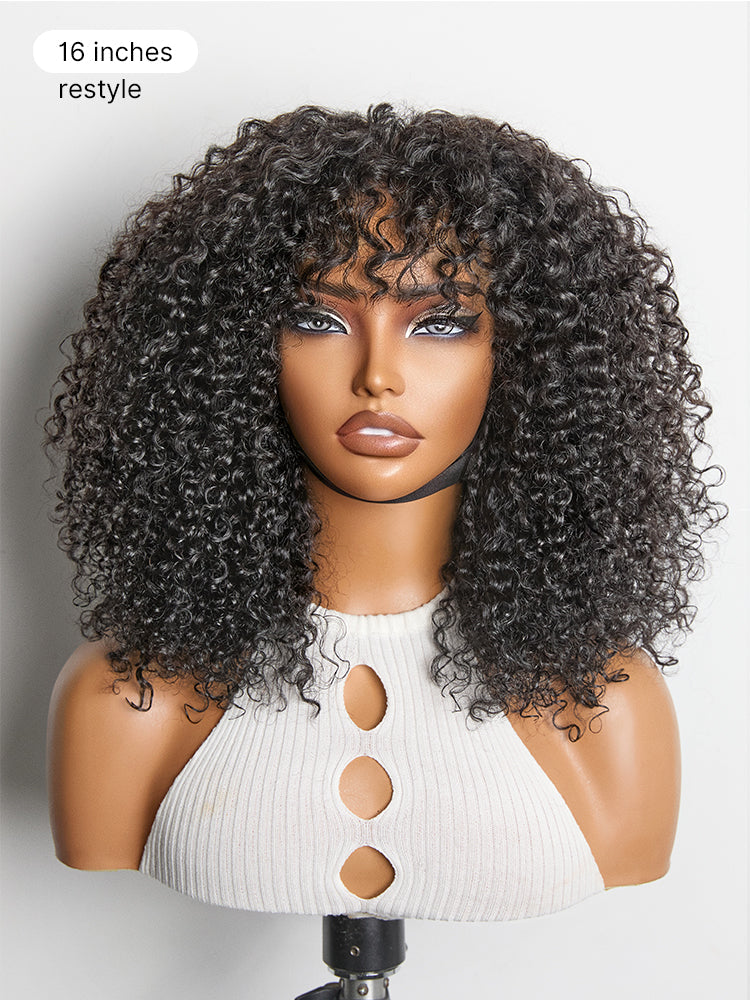 Beginner Friendly 200% Density Glueless 5x5 Closure Pre-Cut Lace Afro Curly Wig One Size Fits All Cap