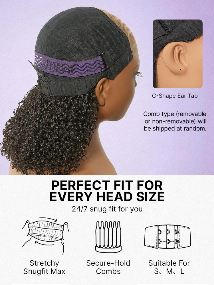 Beginner Friendly 200% Density Glueless 5x5 Closure Pre-Cut Lace Afro Curly Wig One Size Fits All Cap
