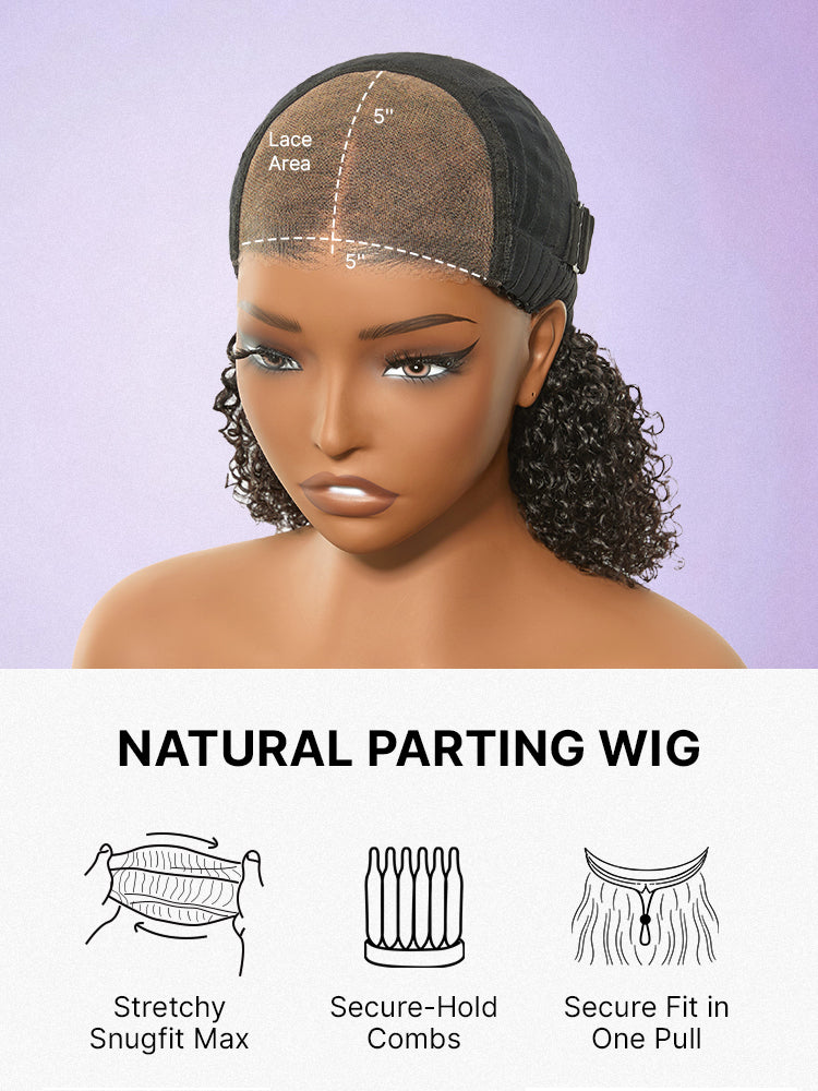 Beginner Friendly 200% Density Glueless 5x5 Closure Pre-Cut Lace Afro Curly Wig One Size Fits All Cap