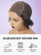 Fluffy Brown Ombre Highlights Water Wave Glueless 5x5 Closure HD Lace Long Curly Wig Breathable Cap