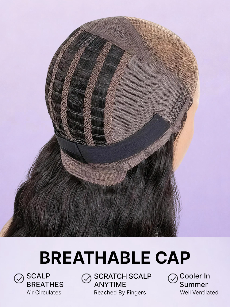 Fluffy Brown Ombre Highlights Water Wave Glueless 5x5 Closure HD Lace Long Curly Wig Breathable Cap