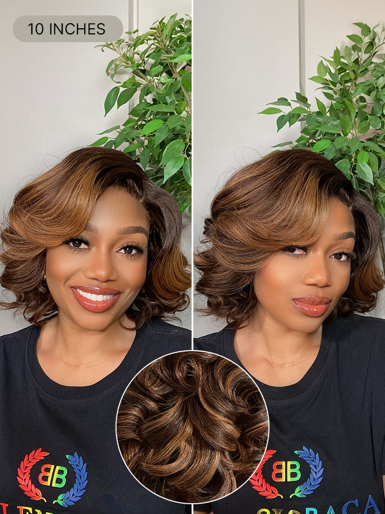1 SEC INSTALL WIG | Mature Boss Brown Ombre Highlight / Natural Black Loose Wave Glueless Minimalist HD Lace Wig Pre-cut Lace