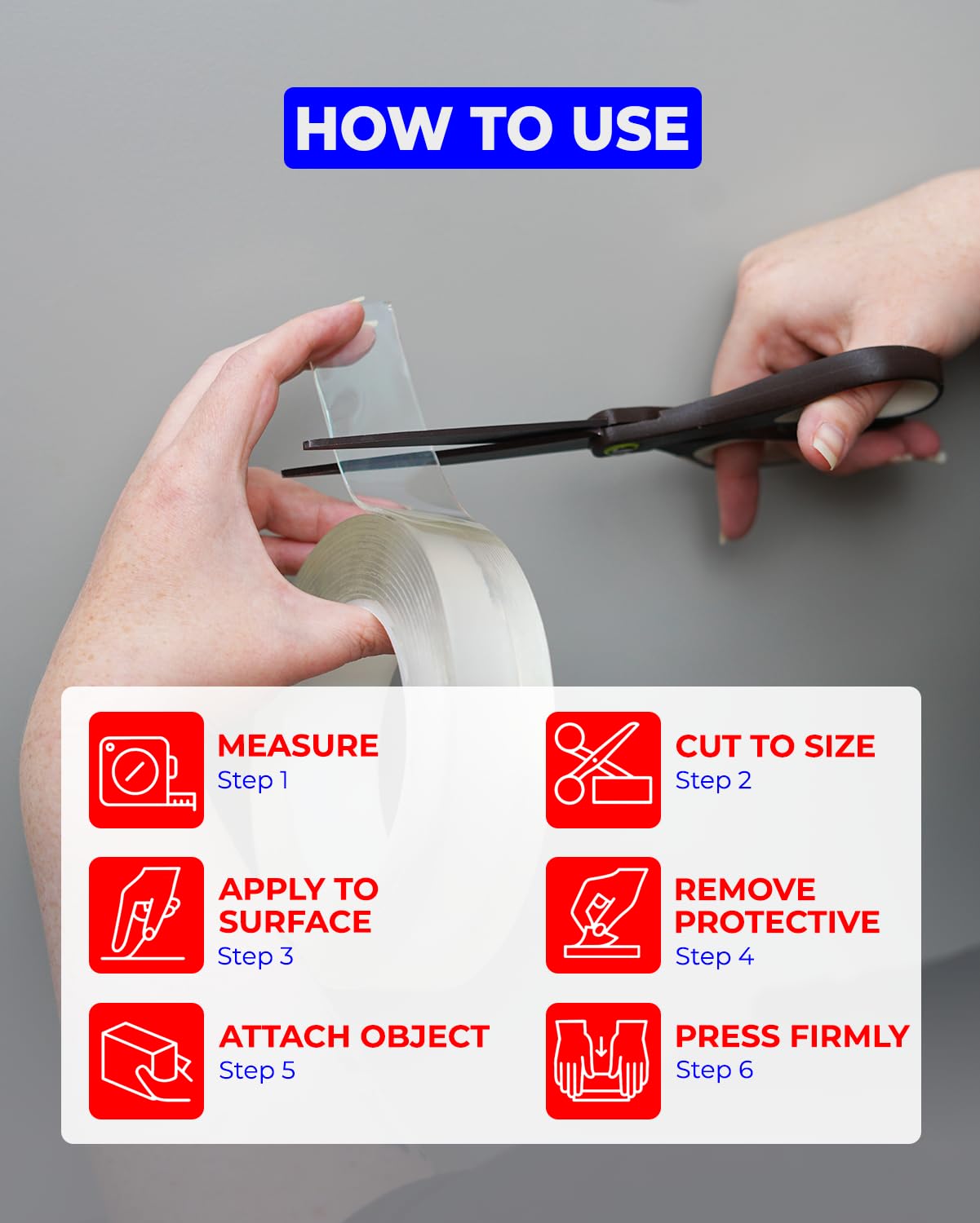 16.4 FT Double Sided Tape – Strong Nano Adhesive for Hanging Pictures, Rugs, Tools, and Décor | Clear, Removable, and Reusable Mounting Tape (1.18in Width)