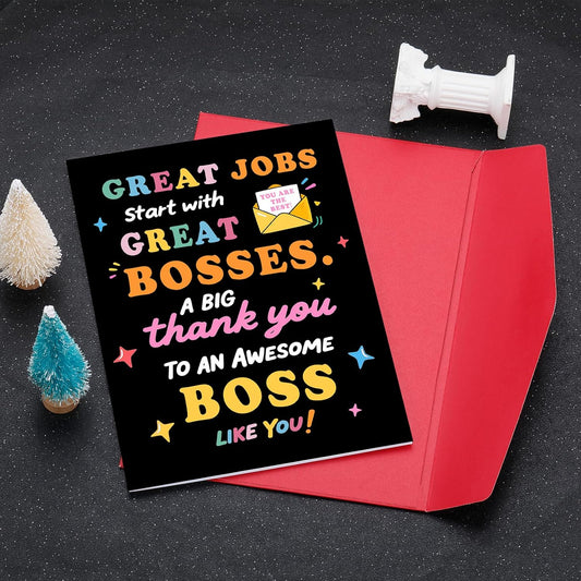 Bosses Day Card for Men Women, Bosses Day Gifts for Men Women, Best Boss Appreciation Gifts for Him Her - Happy Boss Days Card Gift for Bosss Female Male, Thank You Cards for Leader Mentor Manager