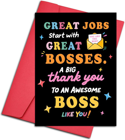 Bosses Day Card for Men Women, Bosses Day Gifts for Men Women, Best Boss Appreciation Gifts for Him Her - Happy Boss Days Card Gift for Bosss Female Male, Thank You Cards for Leader Mentor Manager