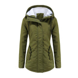 DGHM-JLMY 1/2 Pack Women's Windproof Waterproof Cotton Coats Fashion Warm Hooded Outerwear Solid Thick Fleece Jacket