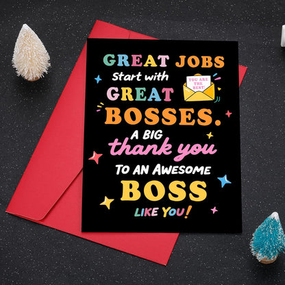 Bosses Day Card for Men Women, Bosses Day Gifts for Men Women, Best Boss Appreciation Gifts for Him Her - Happy Boss Days Card Gift for Bosss Female Male, Thank You Cards for Leader Mentor Manager