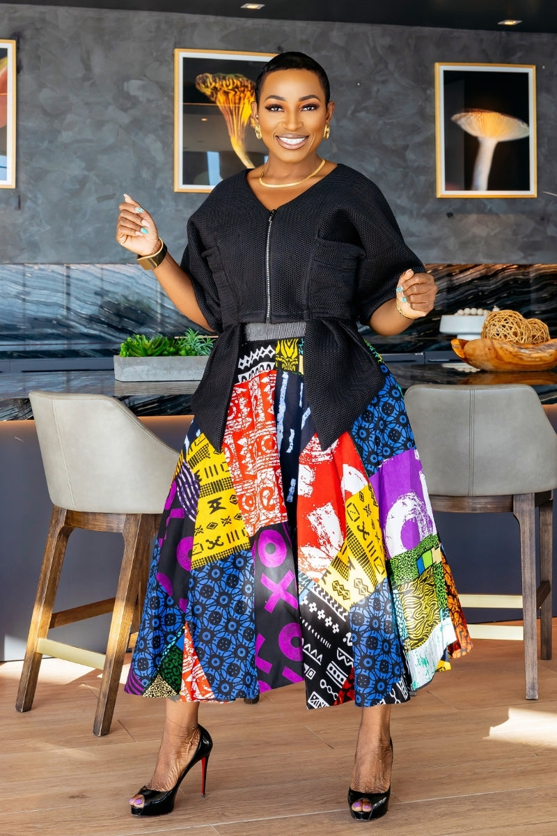 Tife Patch Midi Skirt Set